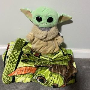 baby yoda, grogu, Blanket, pillowcase & beskar armor plushie